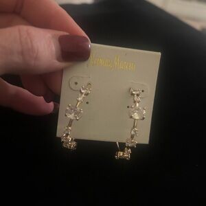 Neiman Marcus Gold and Clear Crystal Earrings